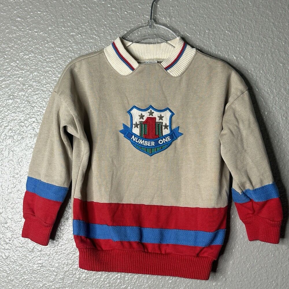 Vtg Healthtex Preppy Sweatshirt 90s Kid Number One Boys Size 2T 3T